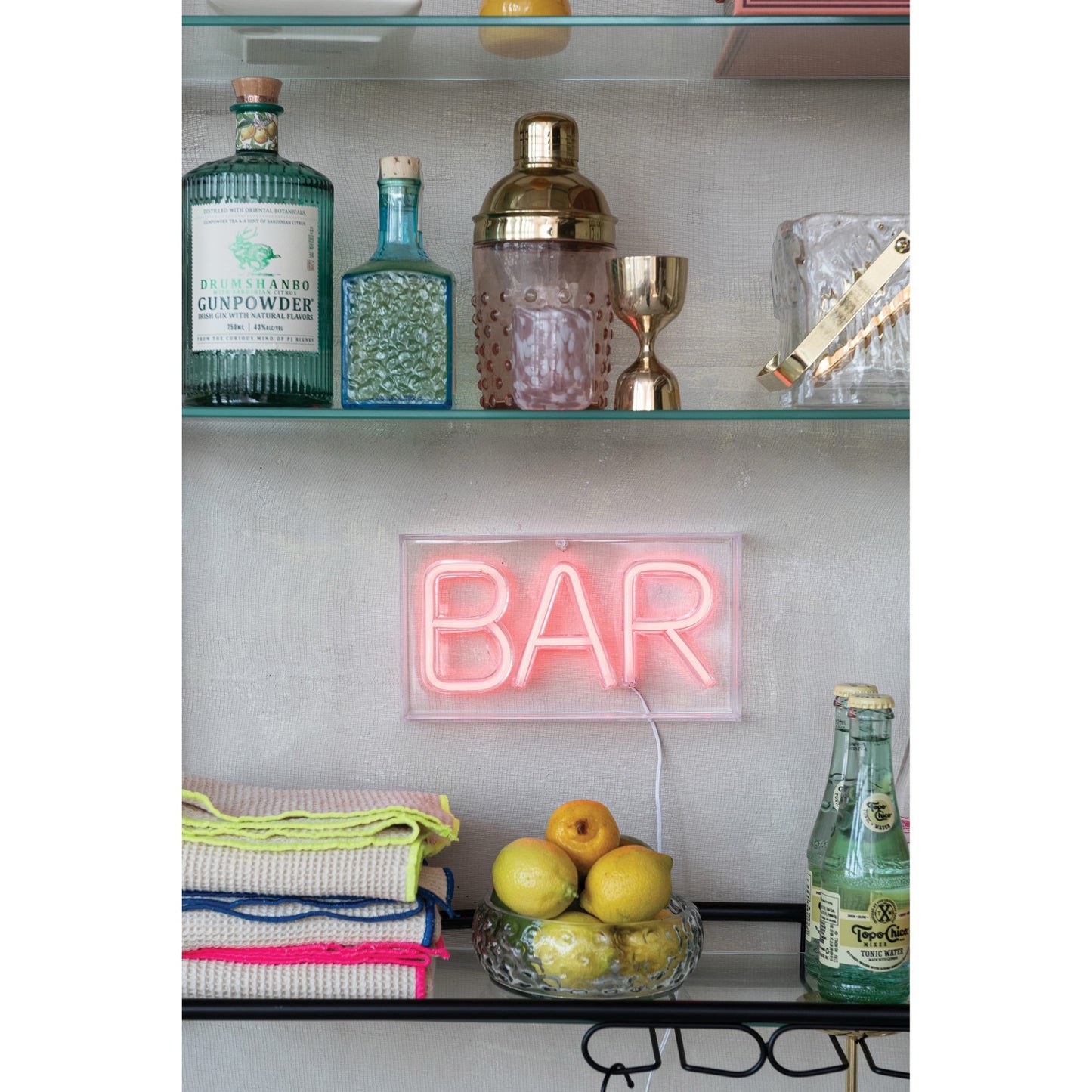 Plastic LED Neon Light with USB Cord "BAR", Red