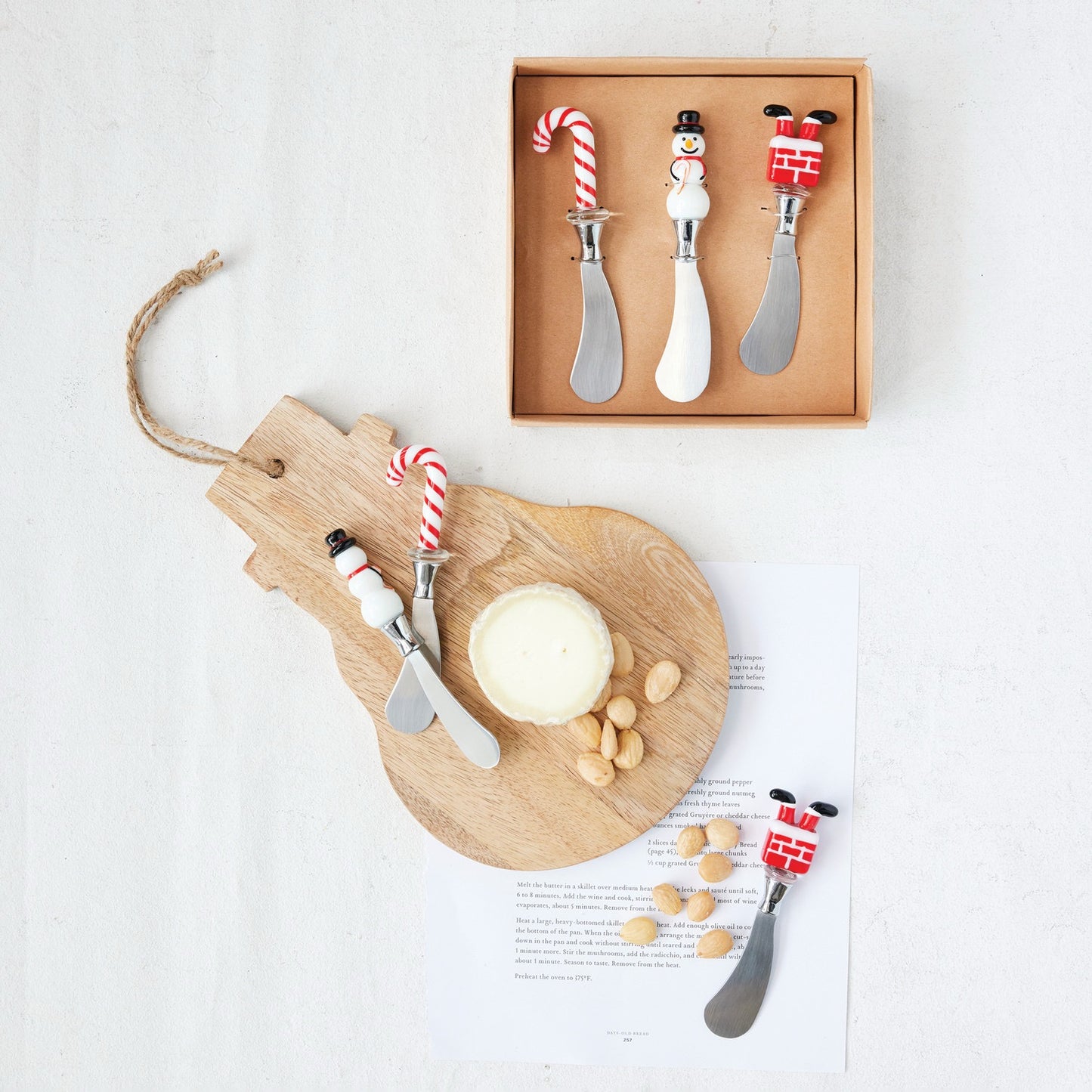 Canape Knives with Glass Holiday Icon Handle, Boxed Set of 3