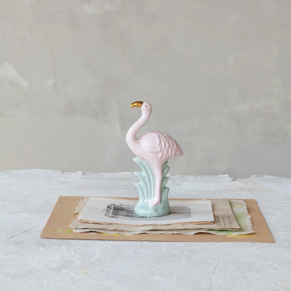 Stoneware Vintage Reproduction Flamingo with Electroplated Beak
