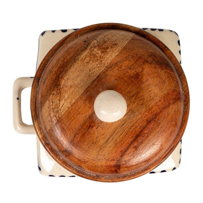 Hand-Painted Stoneware Canister with Lid & Spoon