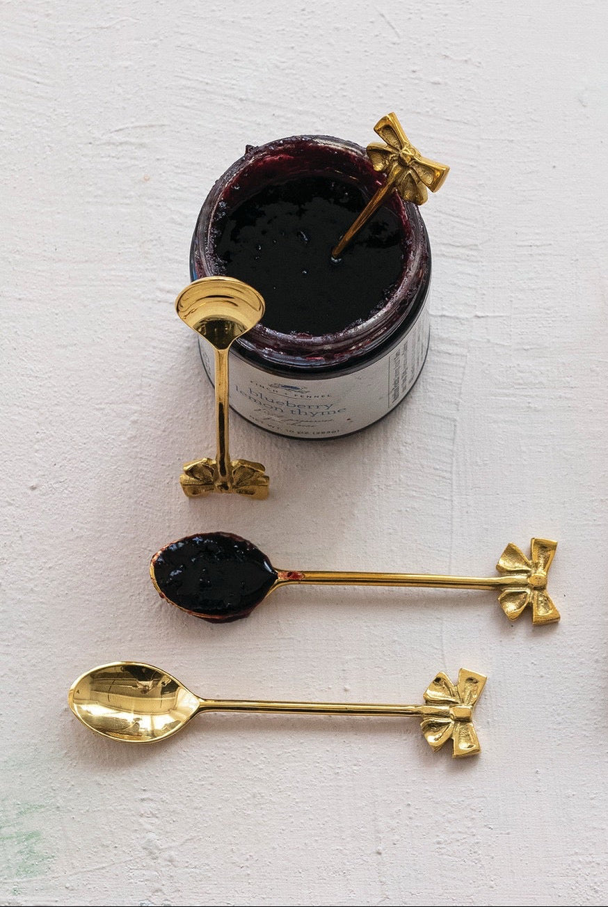 Brass Spoon with Bow Shaped Handle, Single