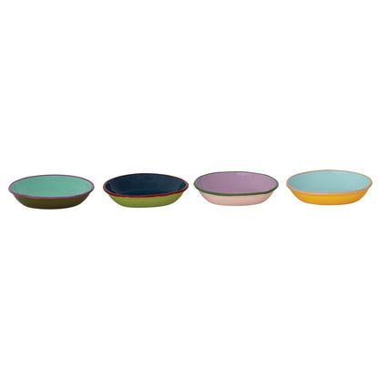 5" Enameled Stainless Steel Dish with Colored Edge