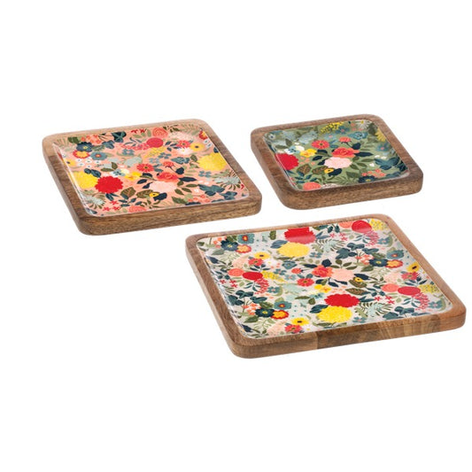 Square Flower Pattern Serving Tray