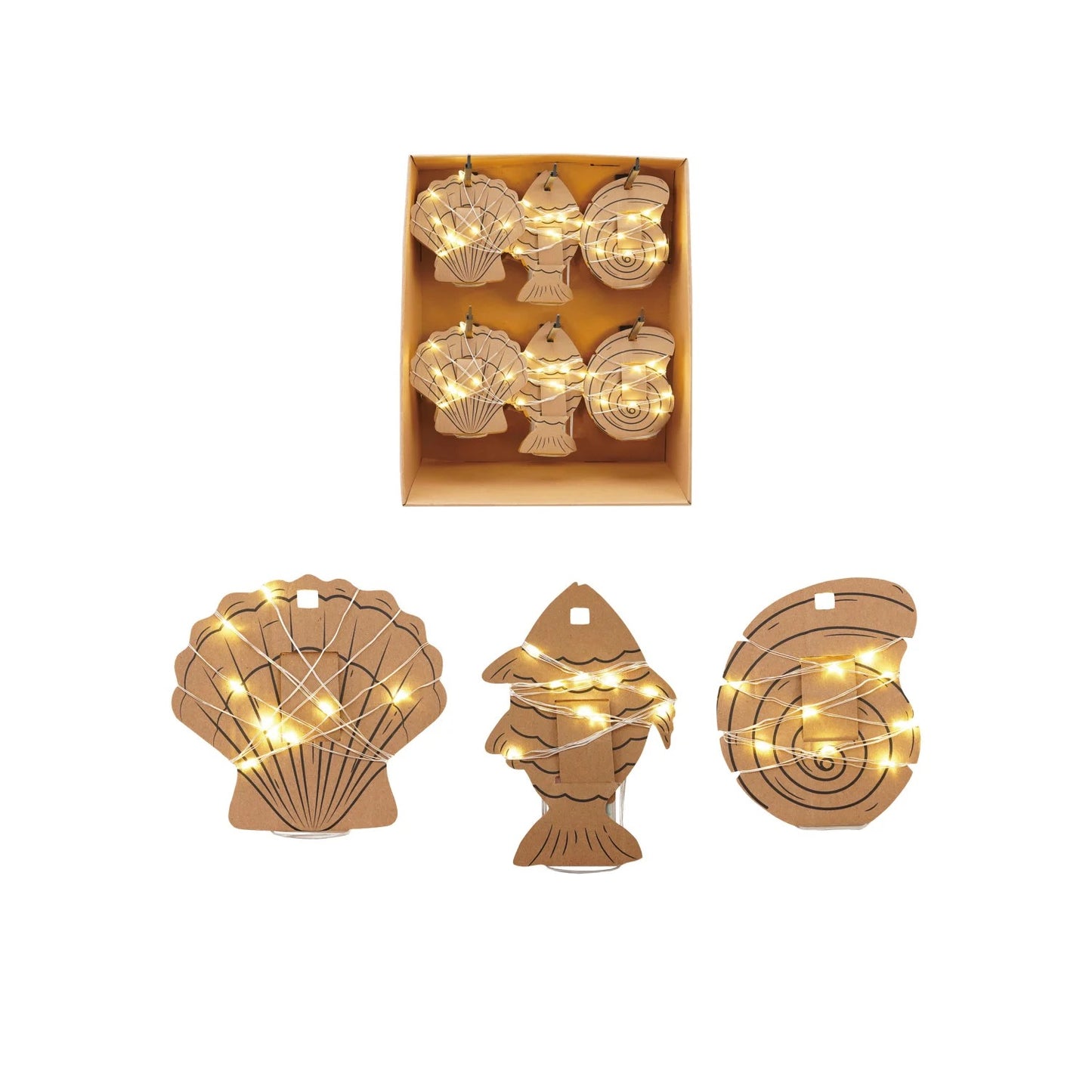 74"L LED String Lights on fish/shell Paper Display Cards