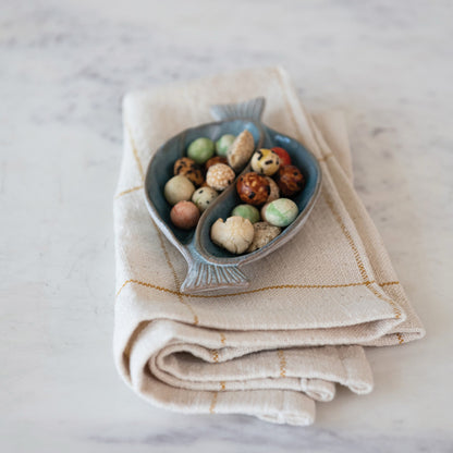 Stoneware Fish Shaped Dish, Reactive Glaze (Each One Will Vary)