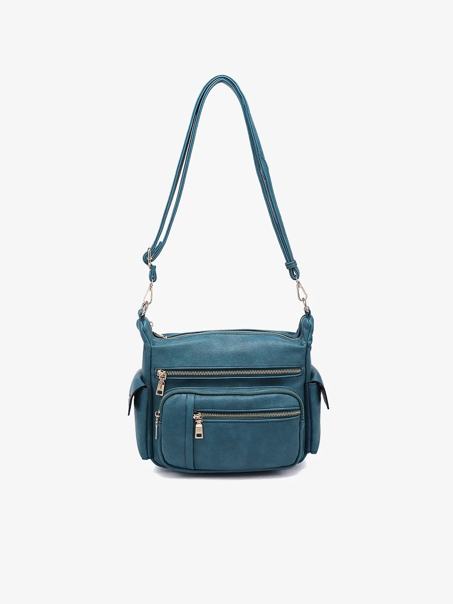 Nicole Multi-Zip Crossbody w/ Side Pockets