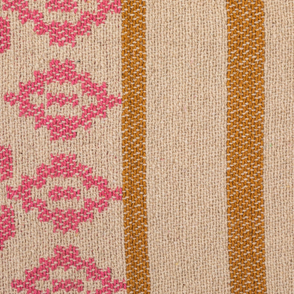 Woven Recycled Cotton Blend Jacquard Throw with Stripes & Tassels