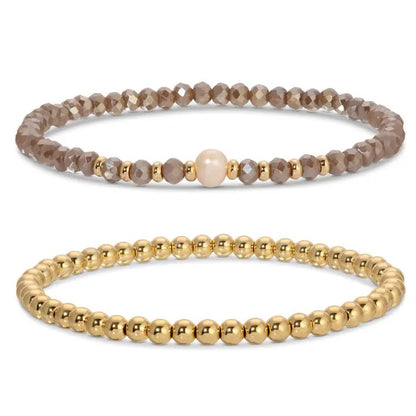 Beaded Duo Pearl Bracelet Set