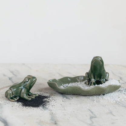 Frog Salt & Pepper Shakers with Tray (Each One Will Vary)