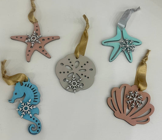 Sea Life Snowflake Ornaments (Ribbons Vary)
