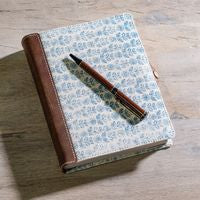 8" Blue Floral Canvas/Leather Journal