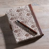 8" Brown Fleur Canvas/Leather Journal