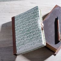 8" Green Floral Canvas/Leather Journal