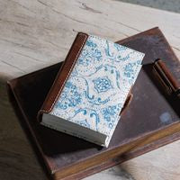 5.5" Blue Fleur Canvas/Leather Journal