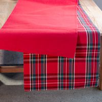 72" Tartan Plaid/Red Reversible Table Runner