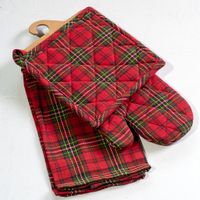 3 PC Holiday Plaid Mitt, Towel & Potholder Set