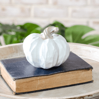 4.53" White Polyresin Pumpkin
