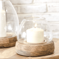 Small Candle Holder w/Wood Base