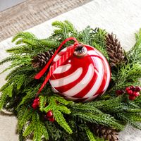 4.5" Peppermint Ball Glass Candle