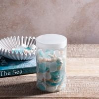 Jar w/White & Turquoise Sea Glass & Shells