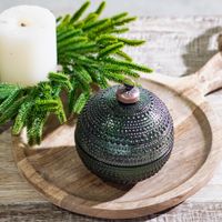 4.3"D Green Dots Orn Jar
