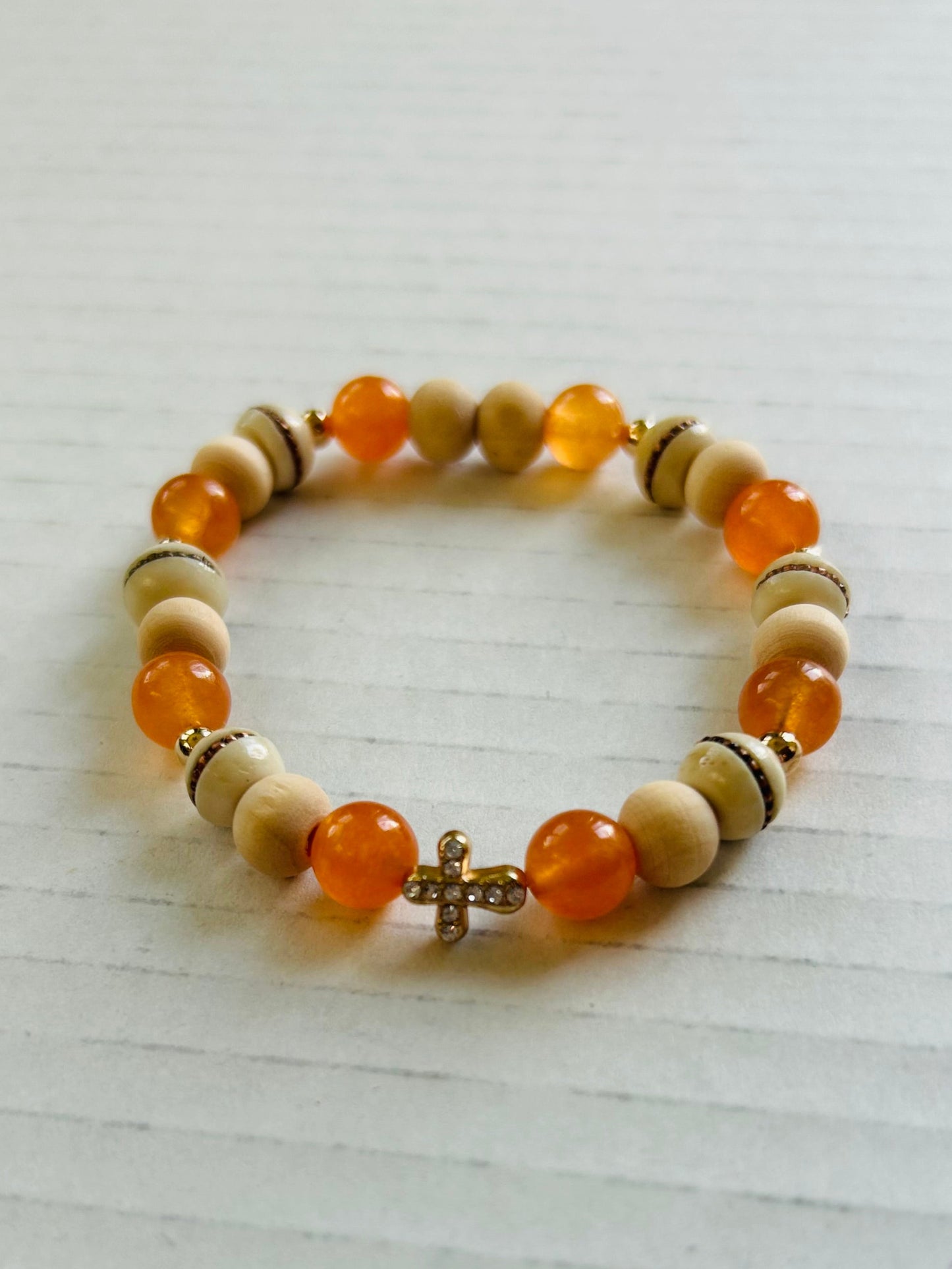 Mini Pave Cross Beaded Bracelet