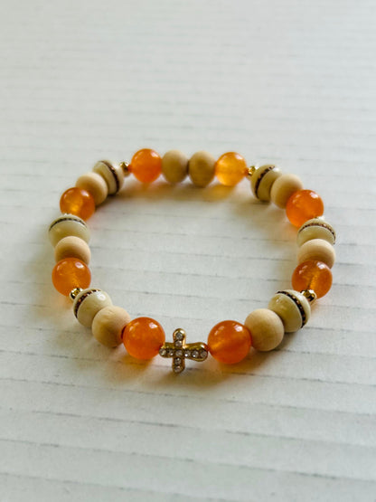 Mini Pave Cross Beaded Bracelet