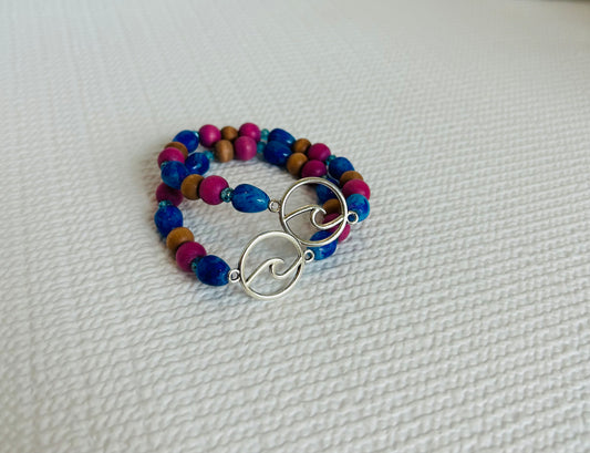 Blue & Pink Circle Wave Bracelet