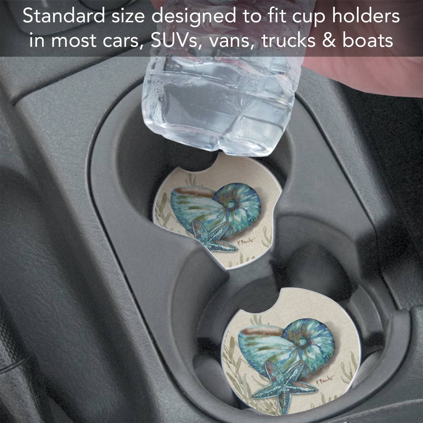 "Crescent Conch" 1pk Single Absorbent Stone Car Coaster