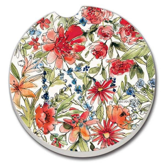 Americana Mood - Floral Absorbent Stone Car Coaster 1 Pk
