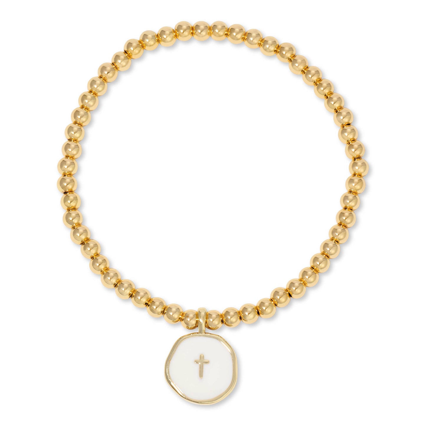 Tiny Cross Bracelet: White