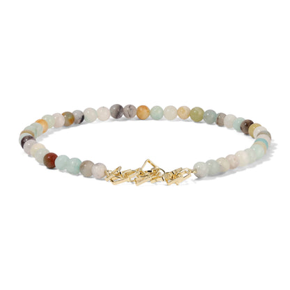 Amazonite Mini Beaded Gemstones with Silver Ankle Bracelet