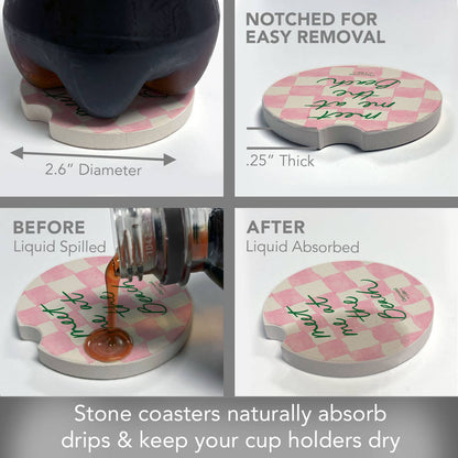 "Meet at Beach" Single Packaged Absorbent Stone Car Coaster