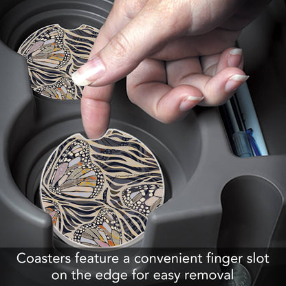 "Zebra Butterflies" Absorbent Stone Car Coaster 1pk