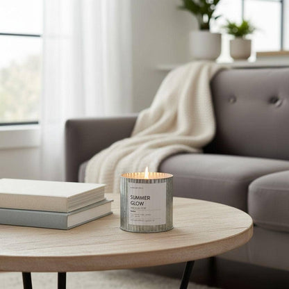 Summer Glow Rustic Vintage Farmhouse Wood Wick Candle: 10oz