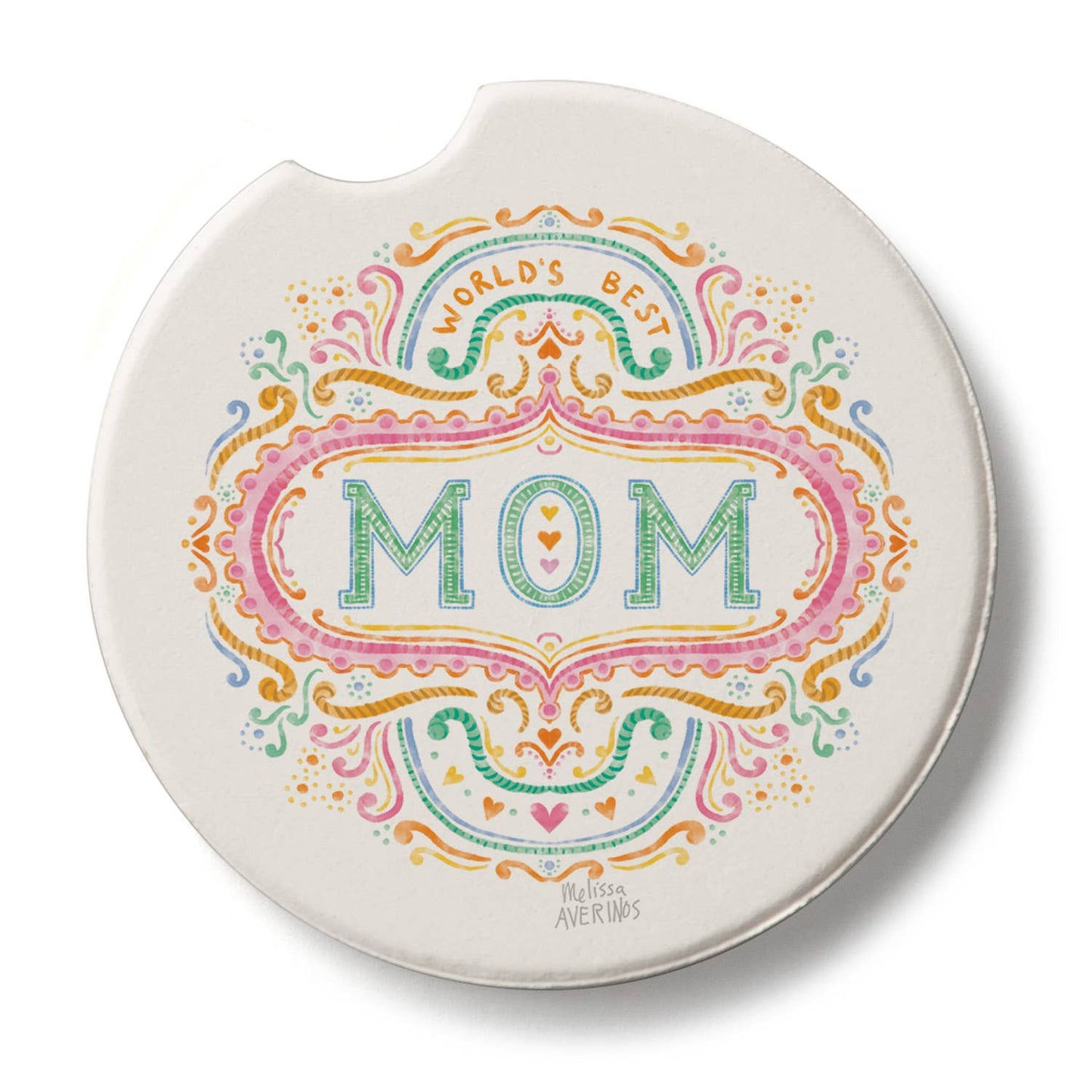 "Worlds Best Mom" Absorbent Stone Car Coaster 1pk