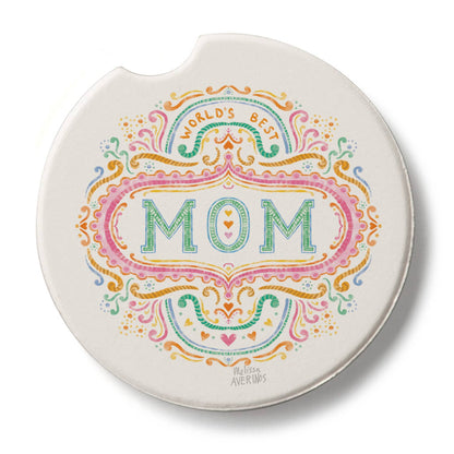 "Worlds Best Mom" Absorbent Stone Car Coaster 1pk