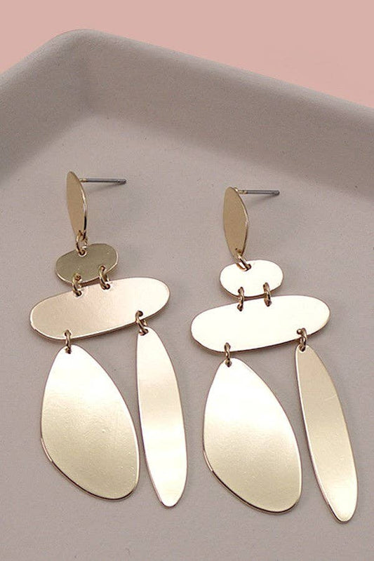 Geo Shape Drop Earrings, Gold