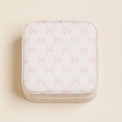 Ivory Bow Monogram Print Jewelry Box -Travel Size
