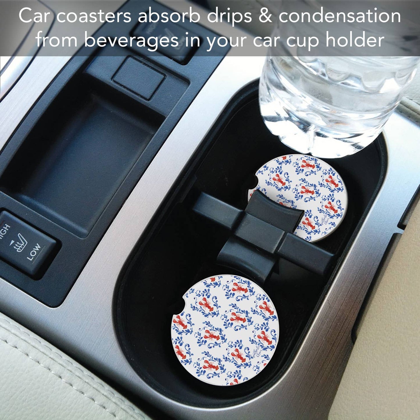 "Lobster Toss" Single Packaged Absorbent Stone Car Coaster
