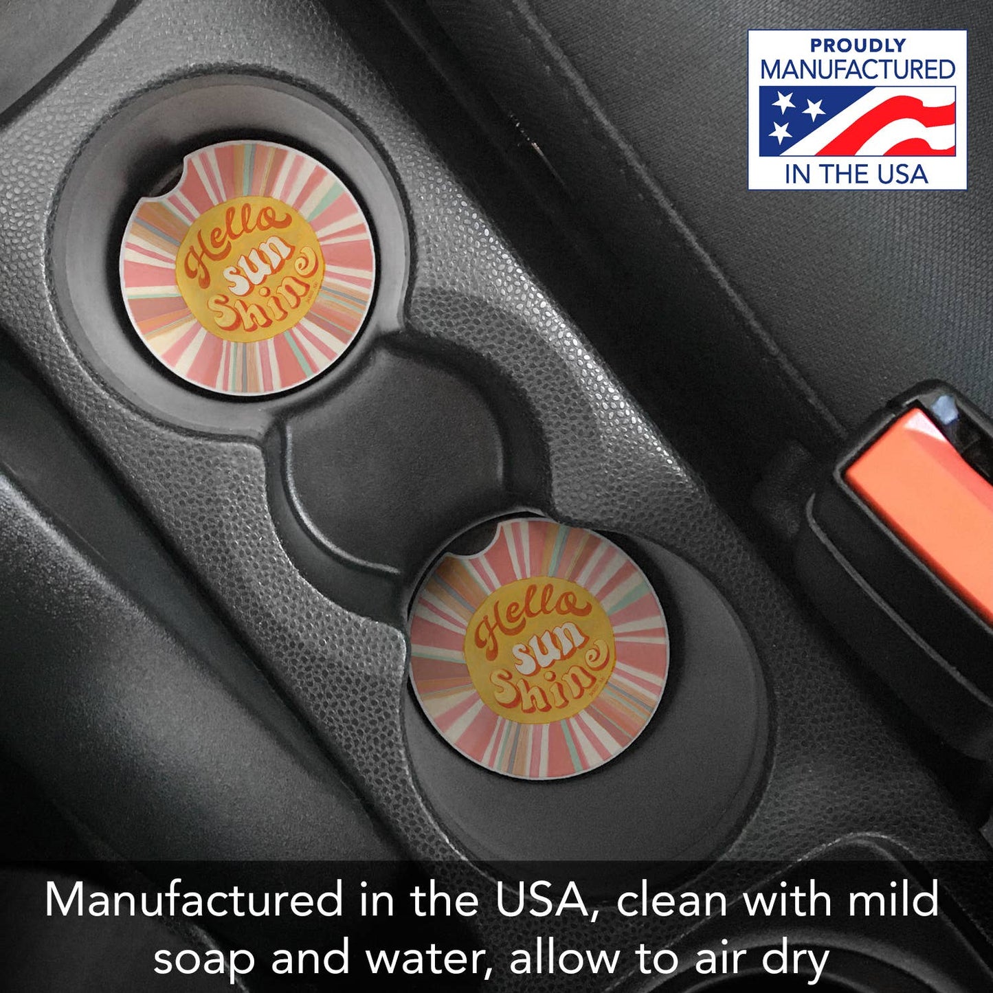 Hello Sun Absorbent Stone Car Coaster 1 Pack 2.6"