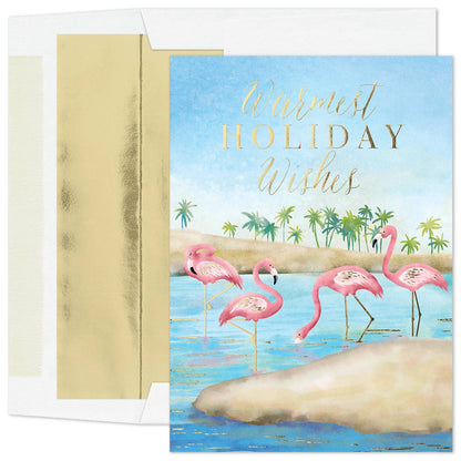 Festive Flamingos Boxed Holiday Cards