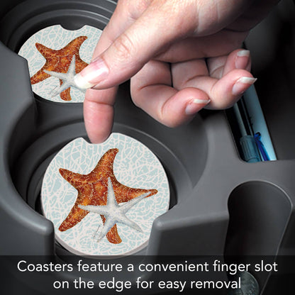 "Seas The Day Starfish" Absorbent Stone Car Coaster 1pk