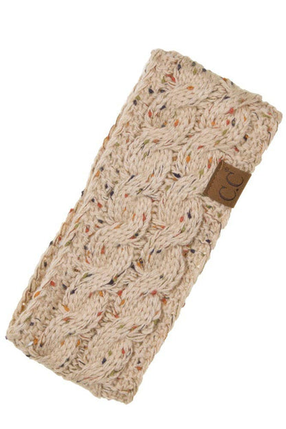 Latte Chunky Knit Confetti Sherpa Lined Headband