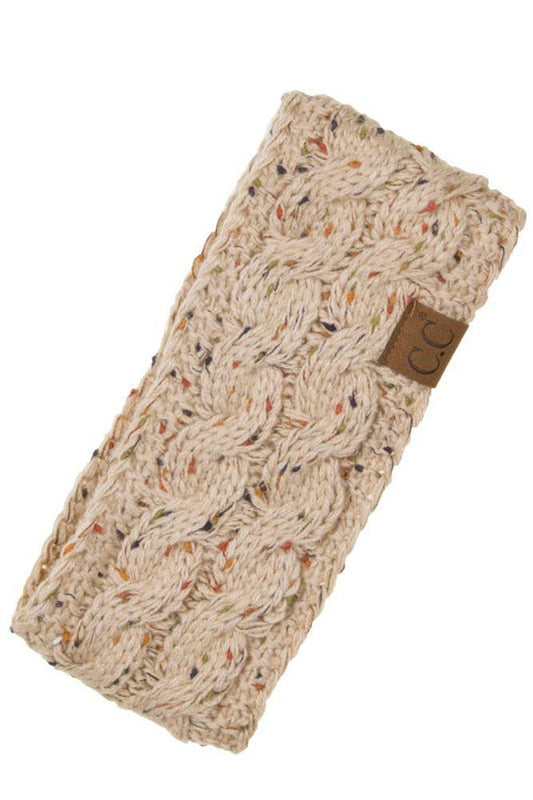 Latte Chunky Knit Confetti Sherpa Lined Headband