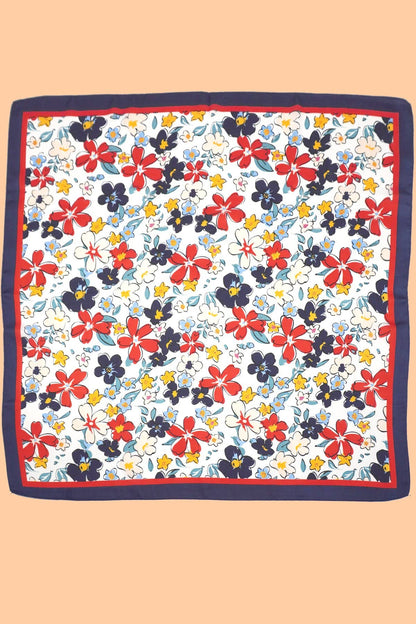 Large Navy Floral Print Bandana Scarf