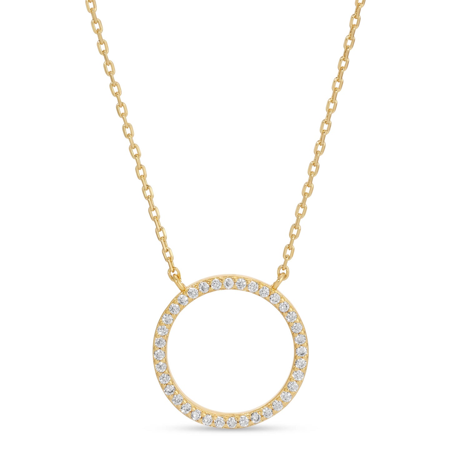 Open Pave Circle Pendant: Gold