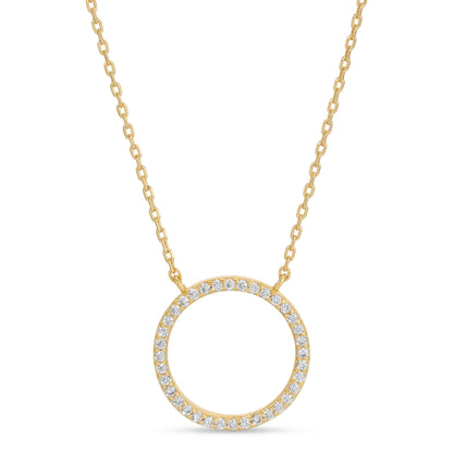Open Pave Circle Pendant: Gold