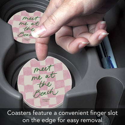 "Meet at Beach" Single Packaged Absorbent Stone Car Coaster