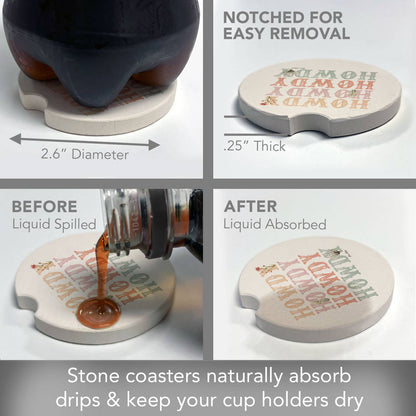 "Howdy Cowgirl" Single Packaged Stone Car Coaster